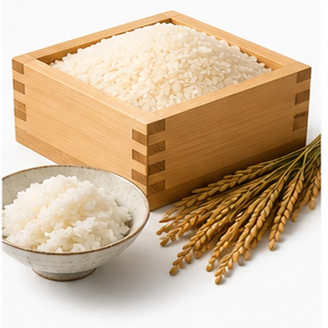 Arroz japonês em caixa de madeira — presentes de furusato nozei